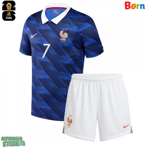 Frankrig Ousmane Dembele #7 Replika Babytøj Hjemmebanesæt Børn VM 2026 Kortærmet (+ Korte bukser)